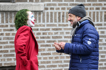 Todd Phillips and Joaquin Phoenix in Joker.